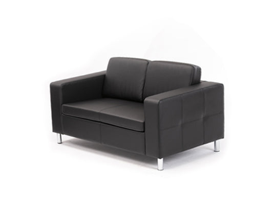 Finss Furniture Cheap Black Leather Show Room Office Sofa I Colour Black I Leatherette I 2 Seater
