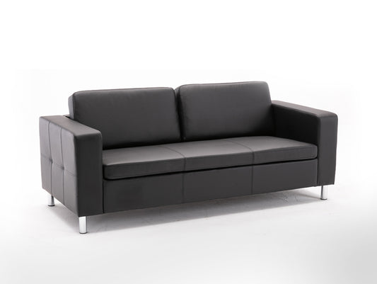 Black 3 Seater Sofa I Office I Leatherette I Finsh Colour - Black