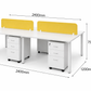 Modular Office Workstation 4 Seater with Drawer Storage & Privacy Screen
